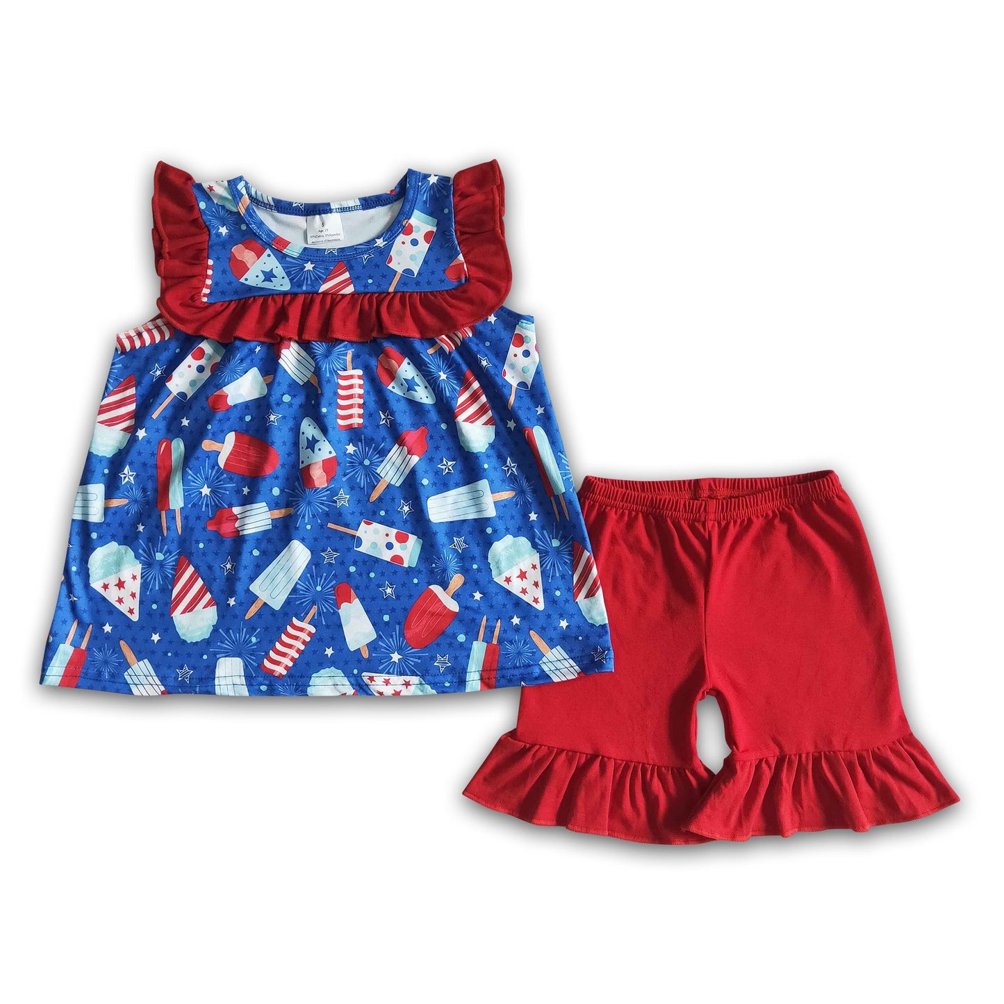 Popsicle shirt ruffle shorts girls 4th of july clothing