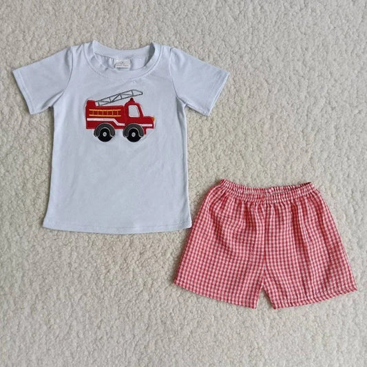 Fire truck applique Boy outfits