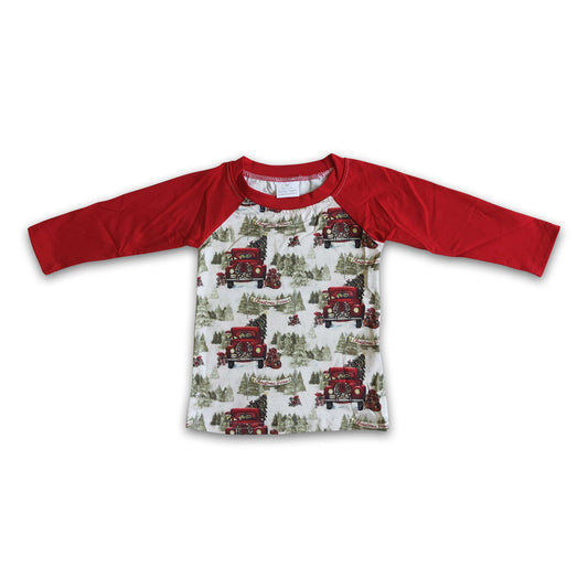 Christmas trees red long sleeves boy shirt