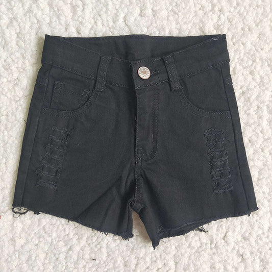 Girl Black waistband denim shorts