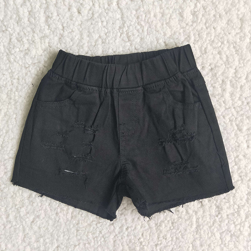 Girl Black denim shorts