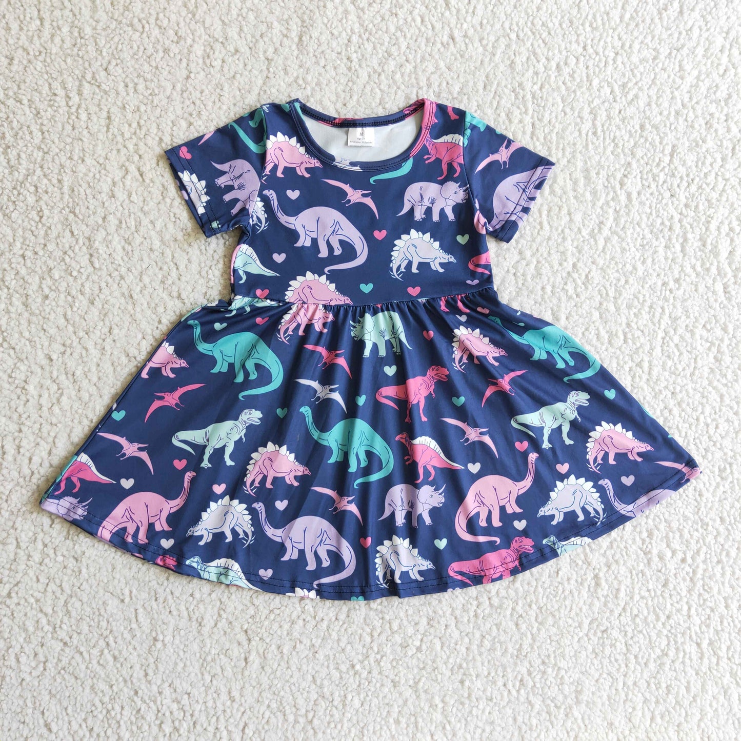 Girl Navy Dinosaur Dresses