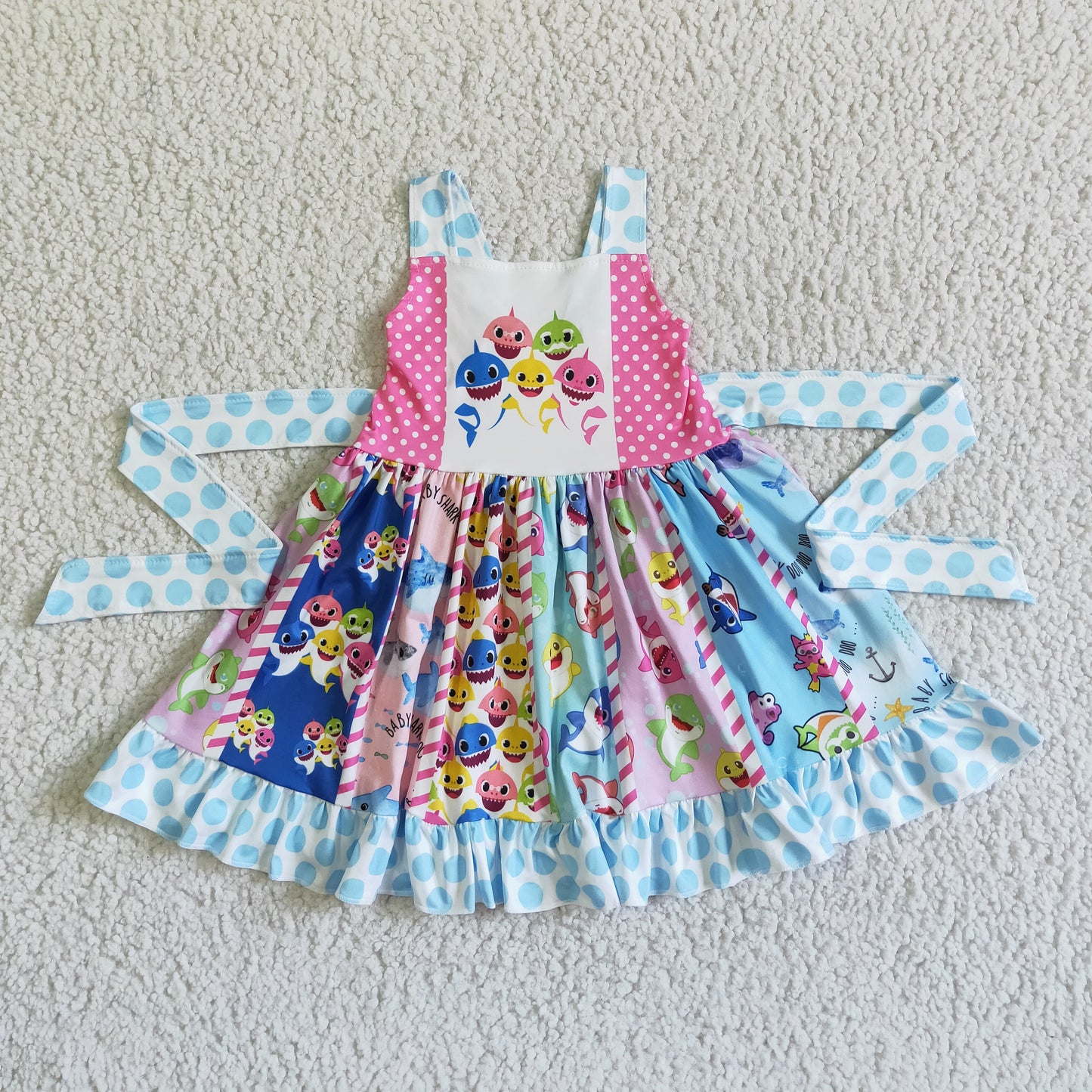 Girl sleeveless twirl shark summer dresses