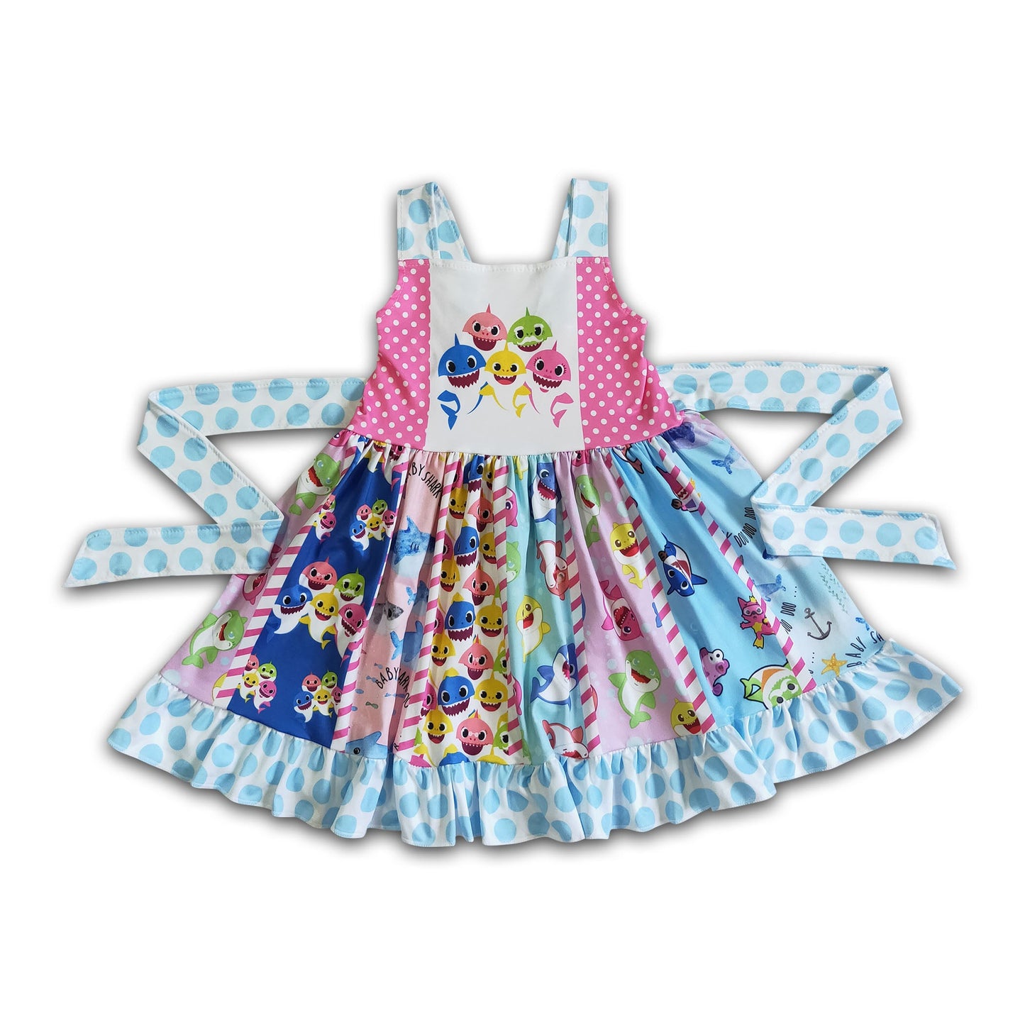 Girl sleeveless twirl shark summer dresses