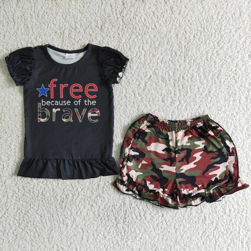 Free because of brave shirt camo shorts girls summer clothes