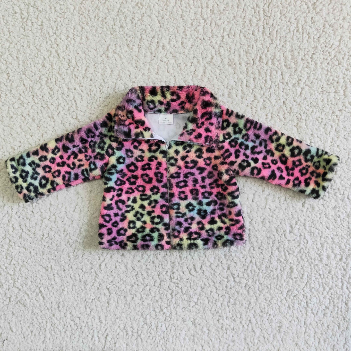 Girl Rainbow Leopard Cardigan