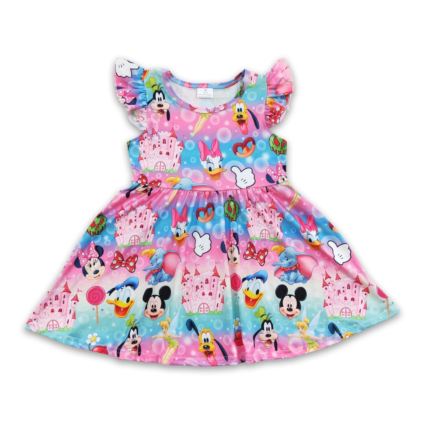 Girl flutter sleeve mouse duck snacks summer twirl dresses