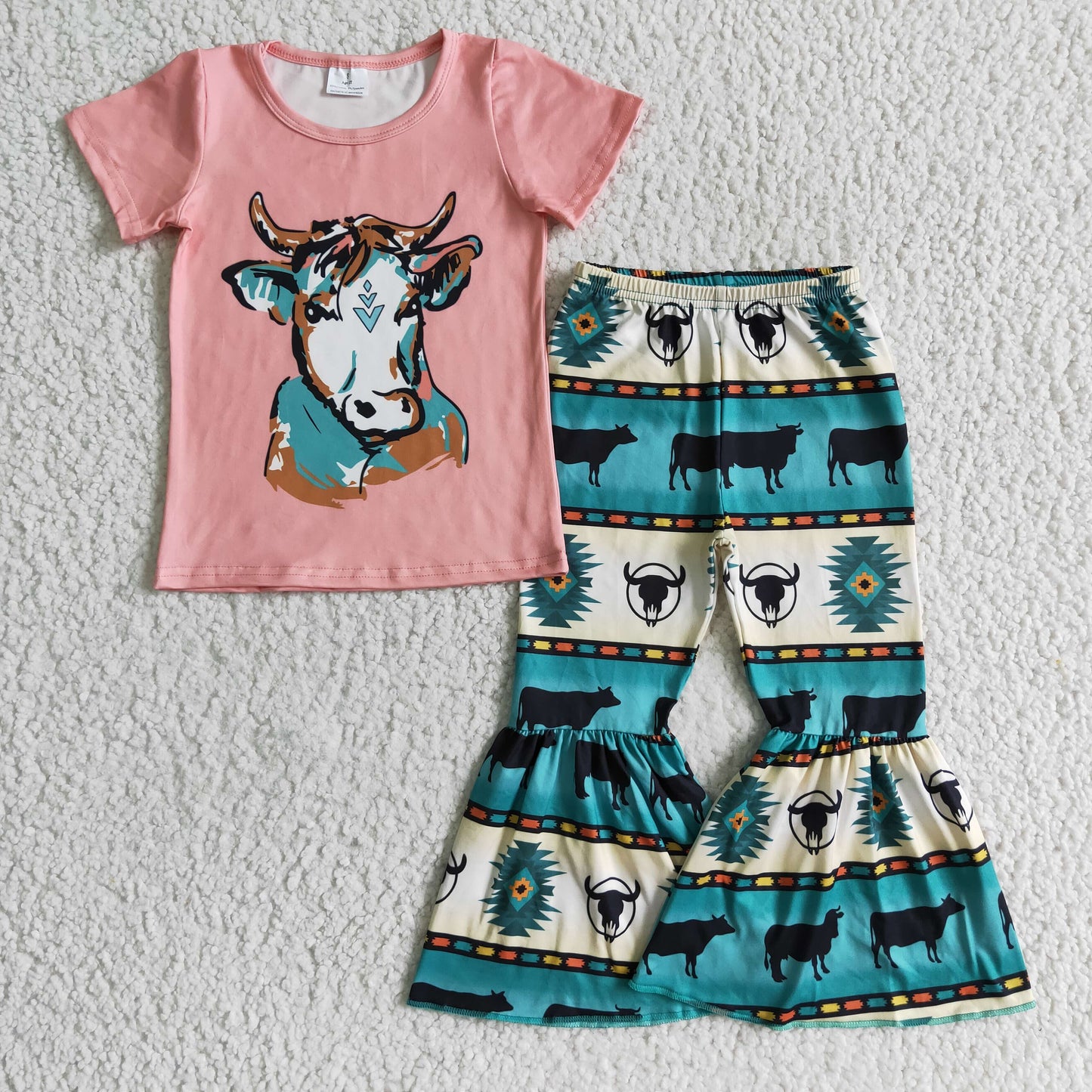 Bull Shirt Cow Bell Bottom set