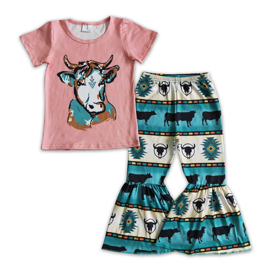 Girl Pink Cow Aztec Outfit