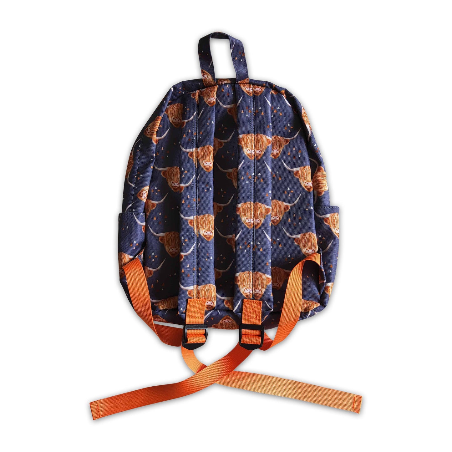 Navy highland cow kids girls back to school bags