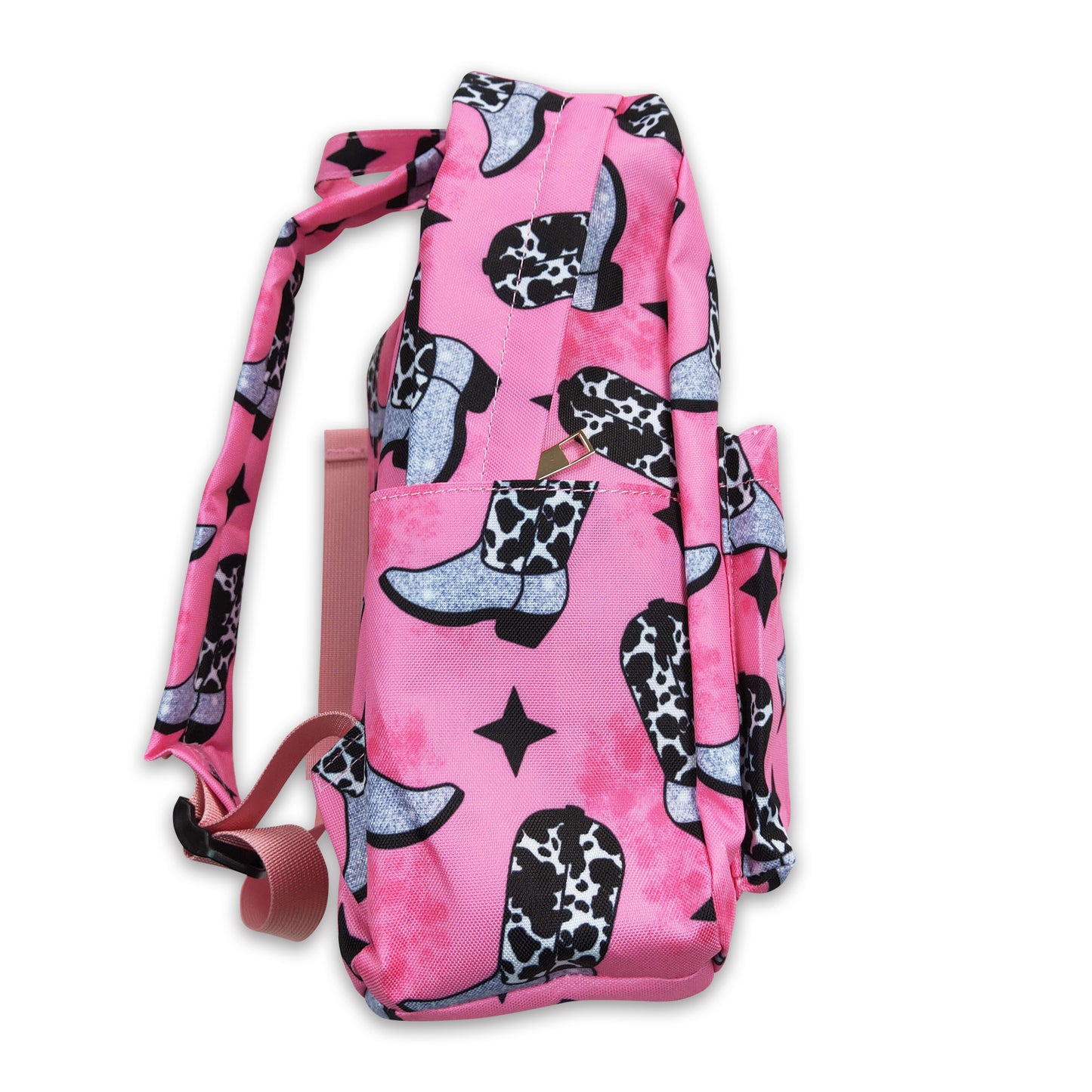 Hot pink cow boots backpack kids girls back to school bags