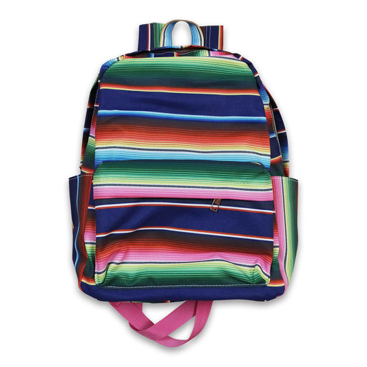 Green blue stripe western backpack kids back to school bags