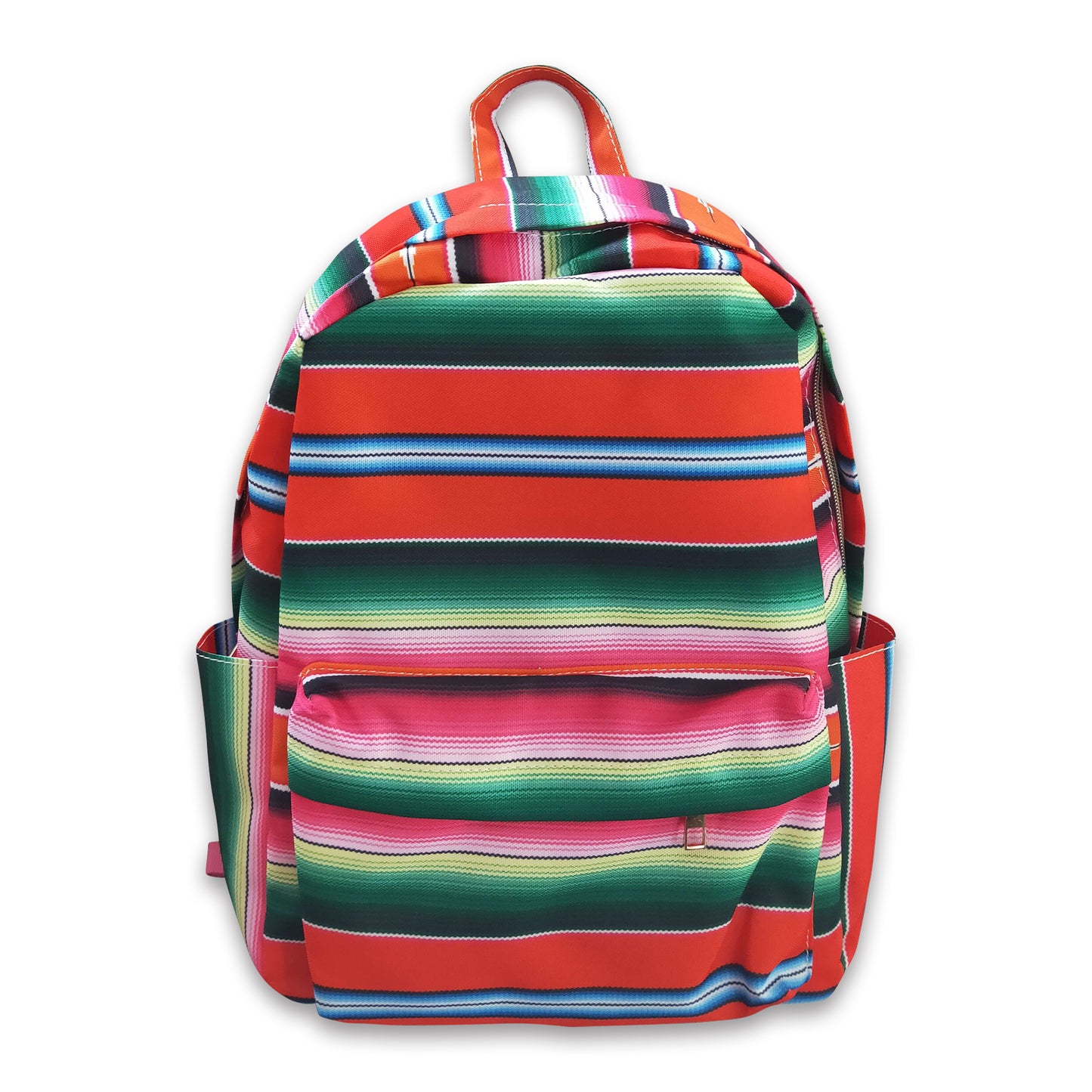 Red green stripe western backpack kids girls back to school bags