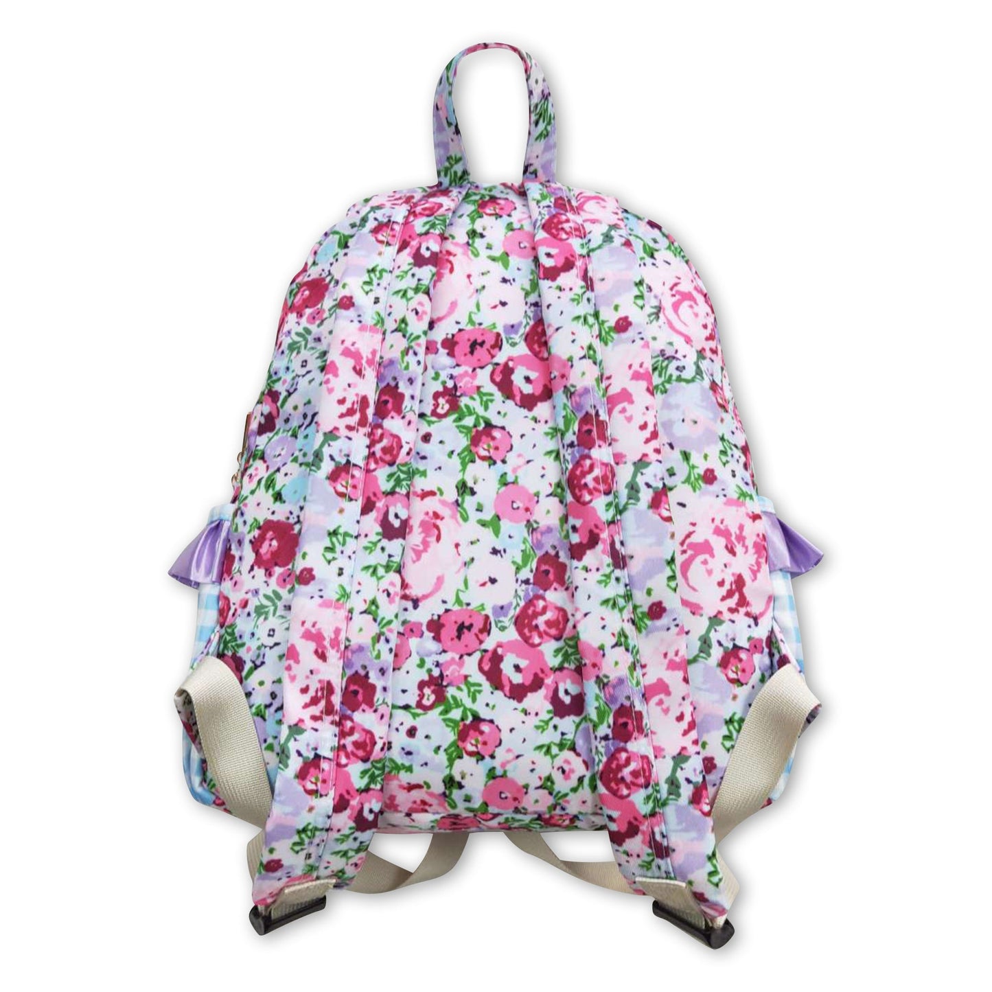 Lavender floral ruffle cute little girls backpack