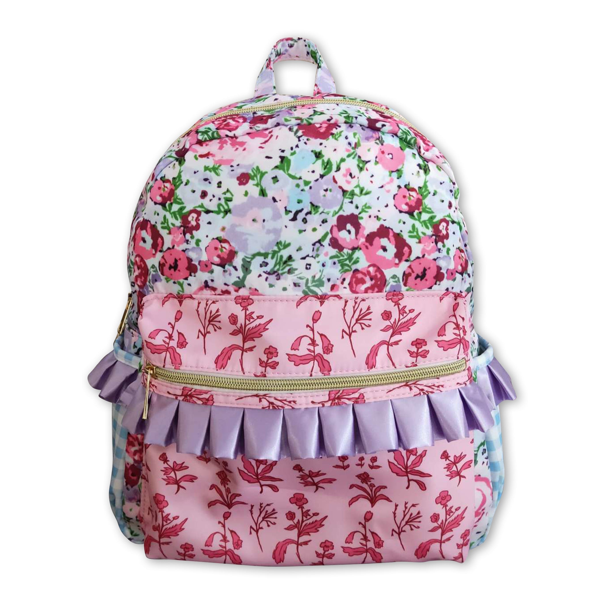 Pink Ruffly Backpack Lavender floral ruffle cute little girls backpack – Western Kids Clothes