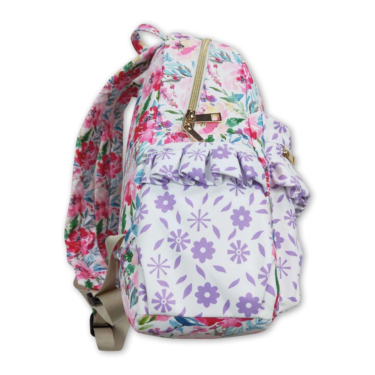 Floral lavender cute little girls backpack