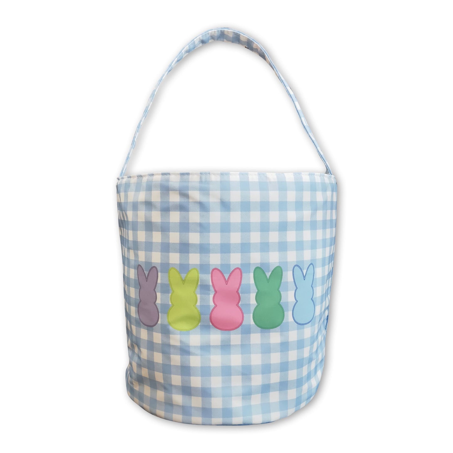 Light blue plaid ruffle bunny kids boys easter basket