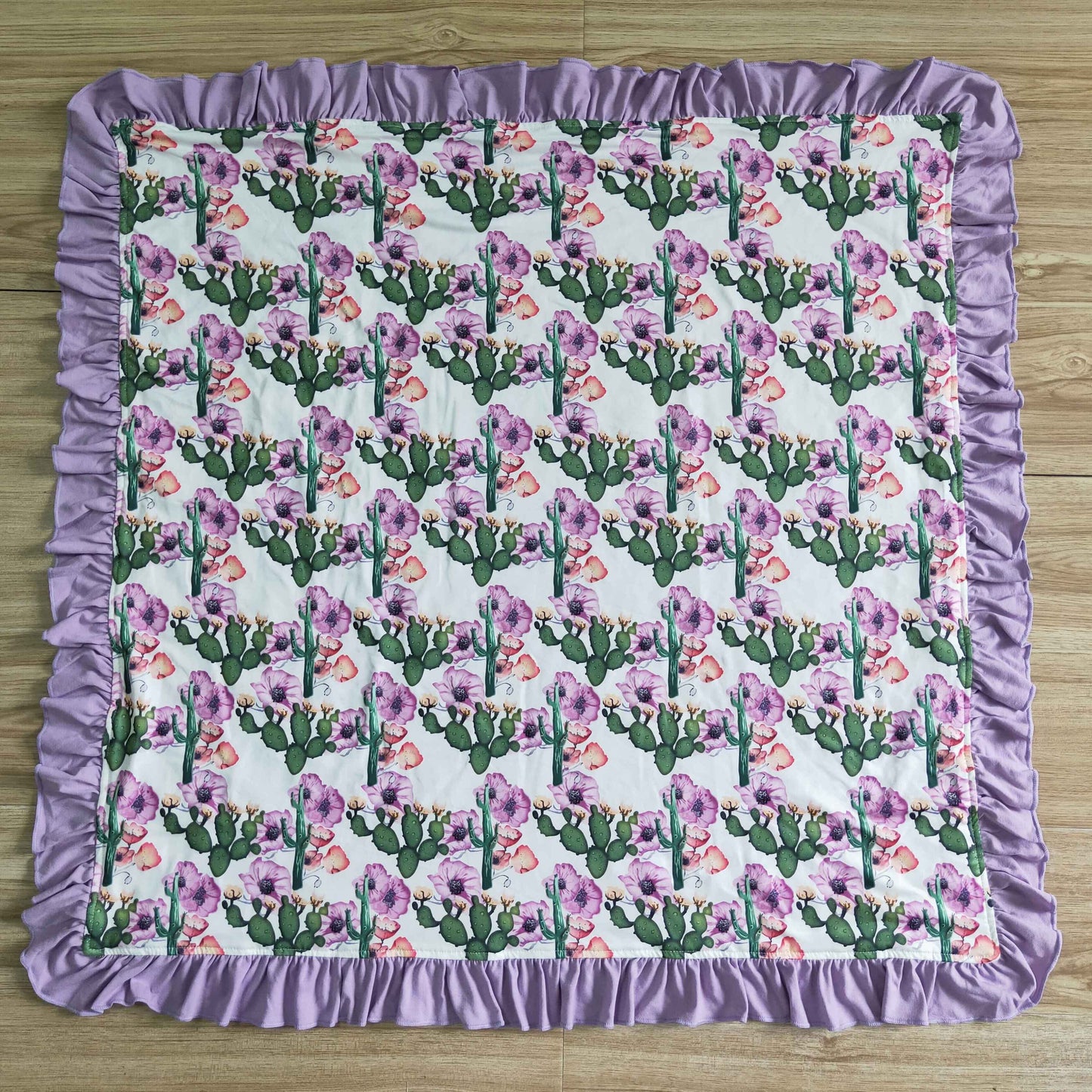 Cactus floral lavender minky baby blankets