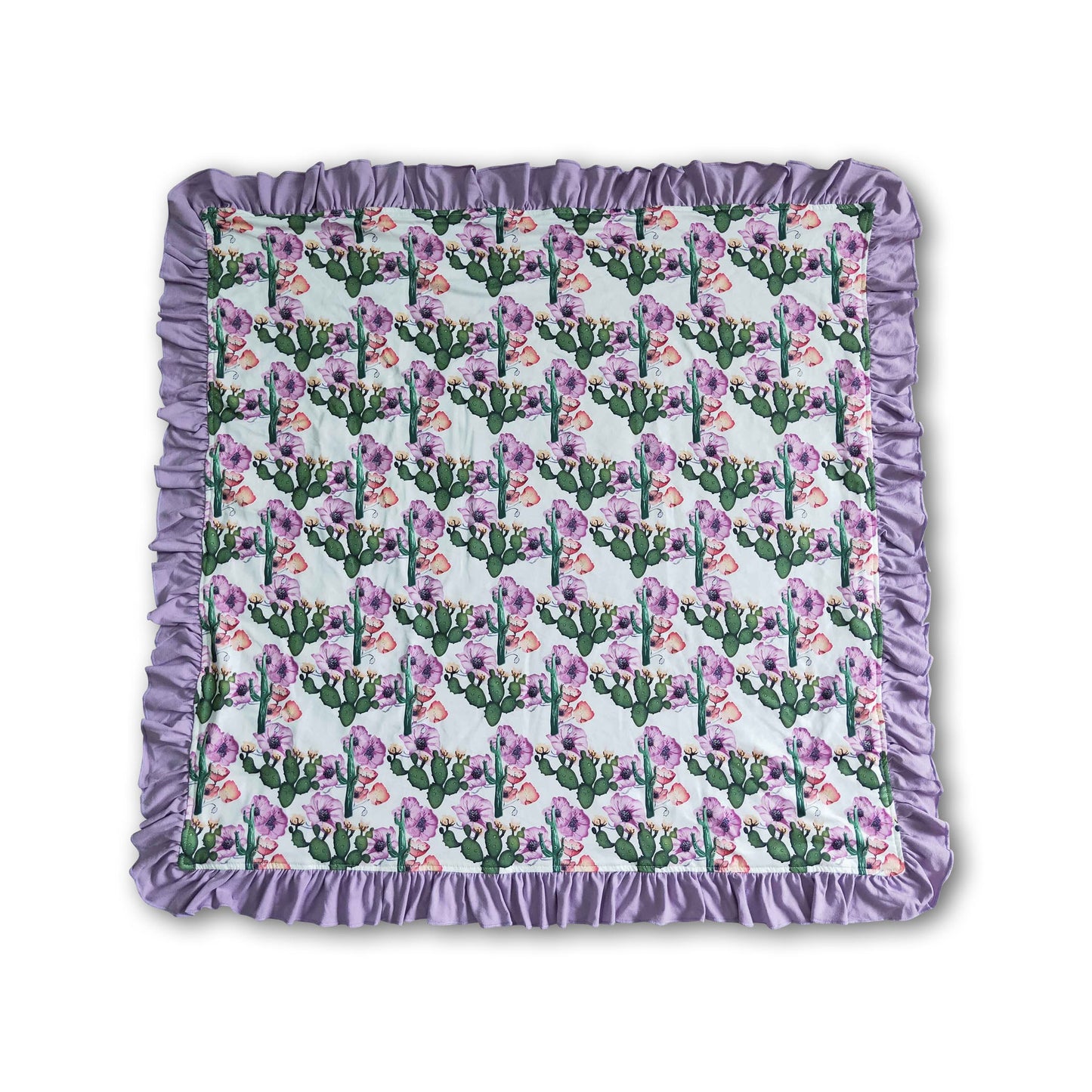 Cactus floral lavender minky baby blankets