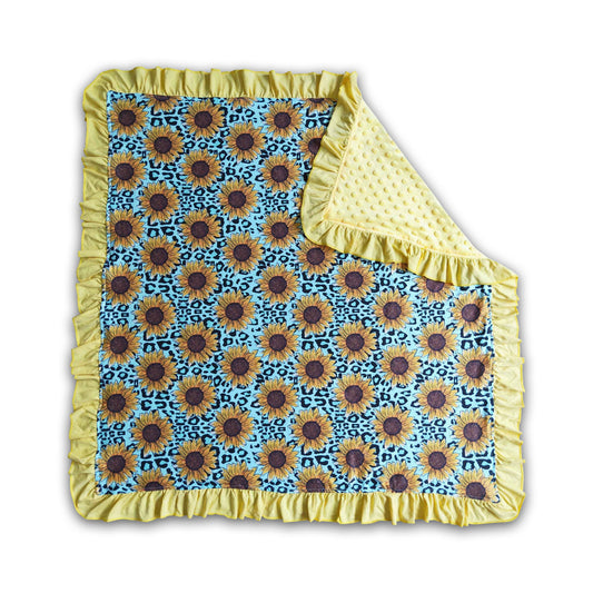 Sunflower leopard baby girls  ruffle blankets