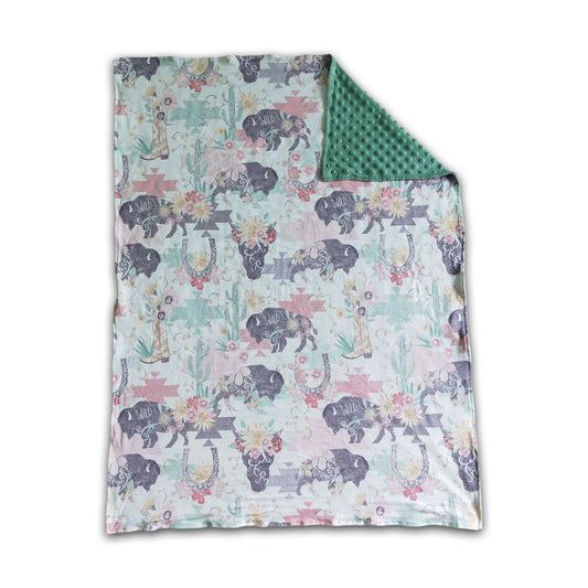 Wild cow cactus baby kids blankets