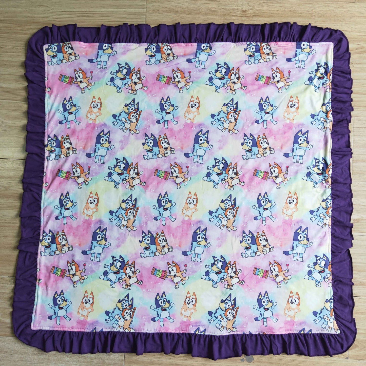 Dog print baby kids ruffle blankets