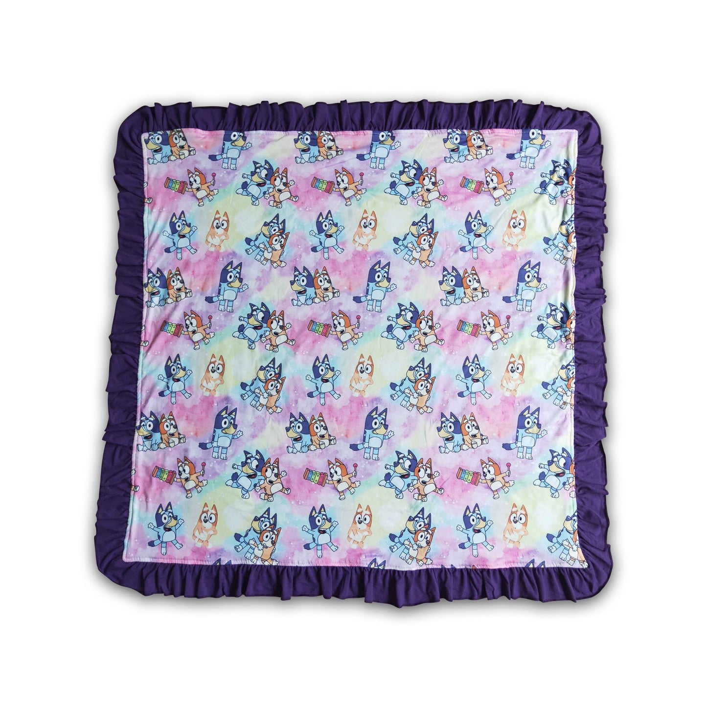 Dog print baby kids ruffle blankets