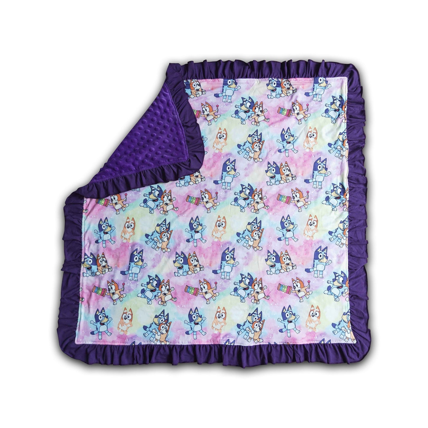 Dog print baby kids ruffle blankets