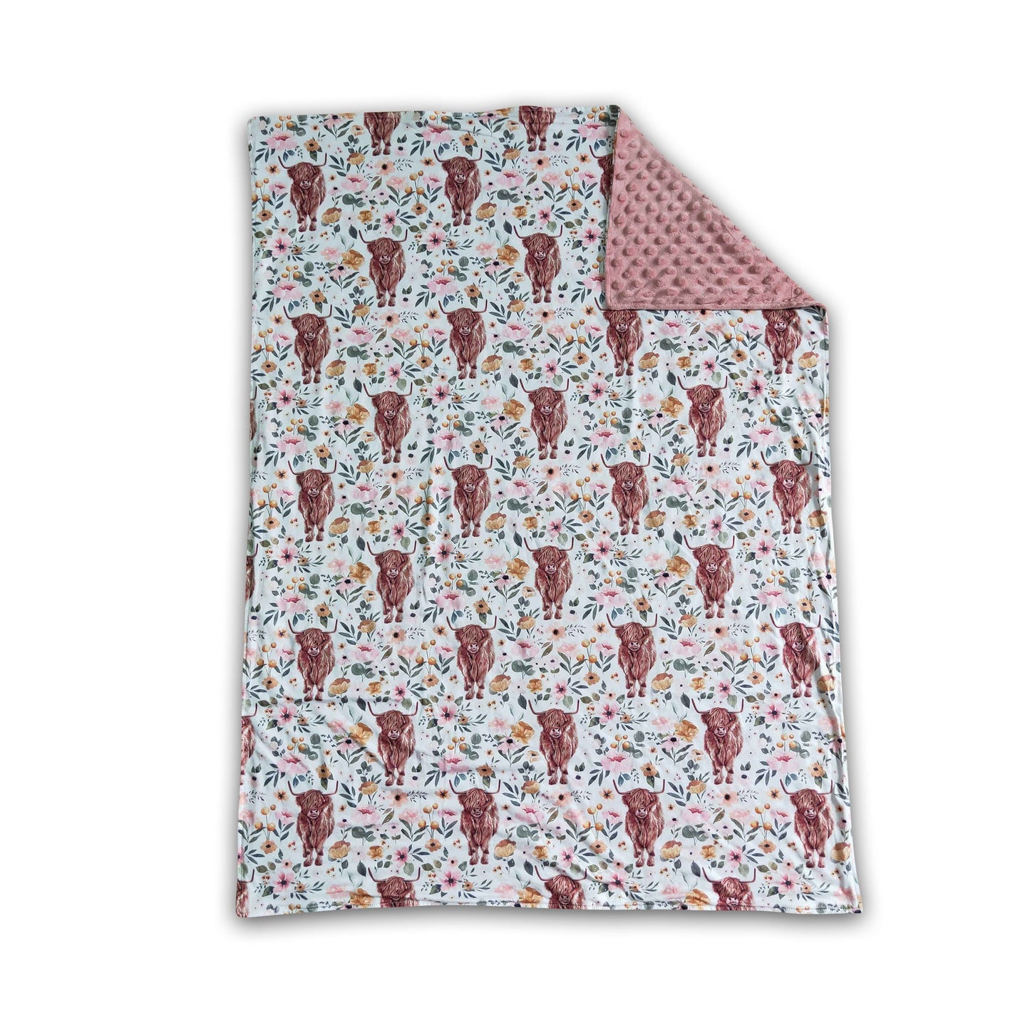 Highland cow print baby kids blankets