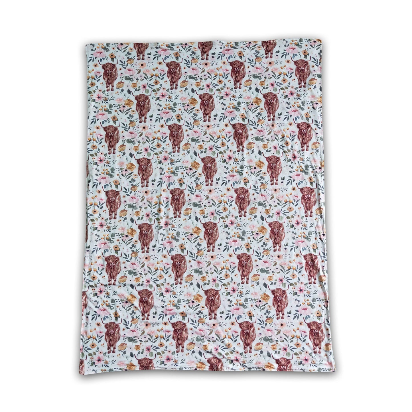 Highland cow print baby kids blankets