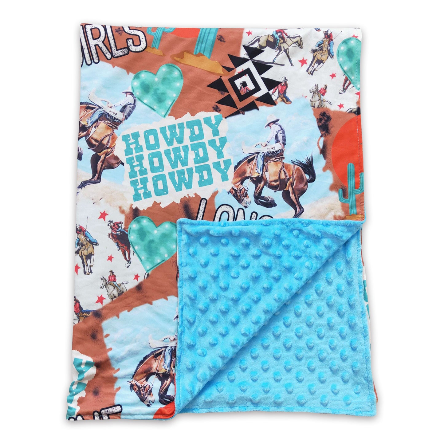 Howdy cowgirl cactus baby kids western blankets