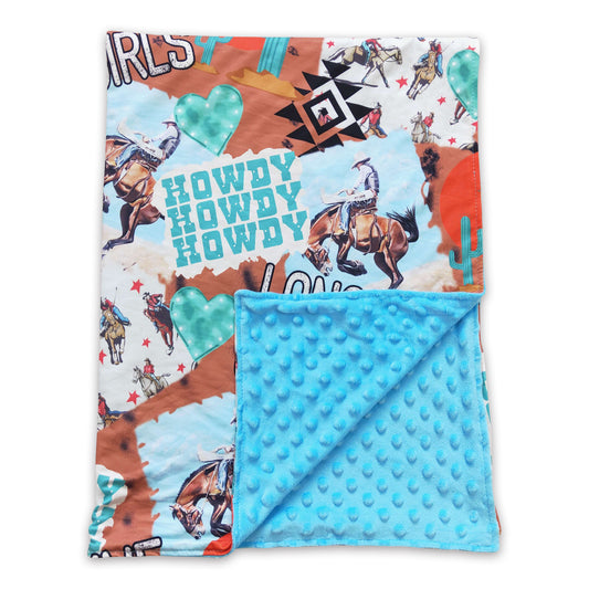 Howdy cowgirl cactus baby kids western blankets