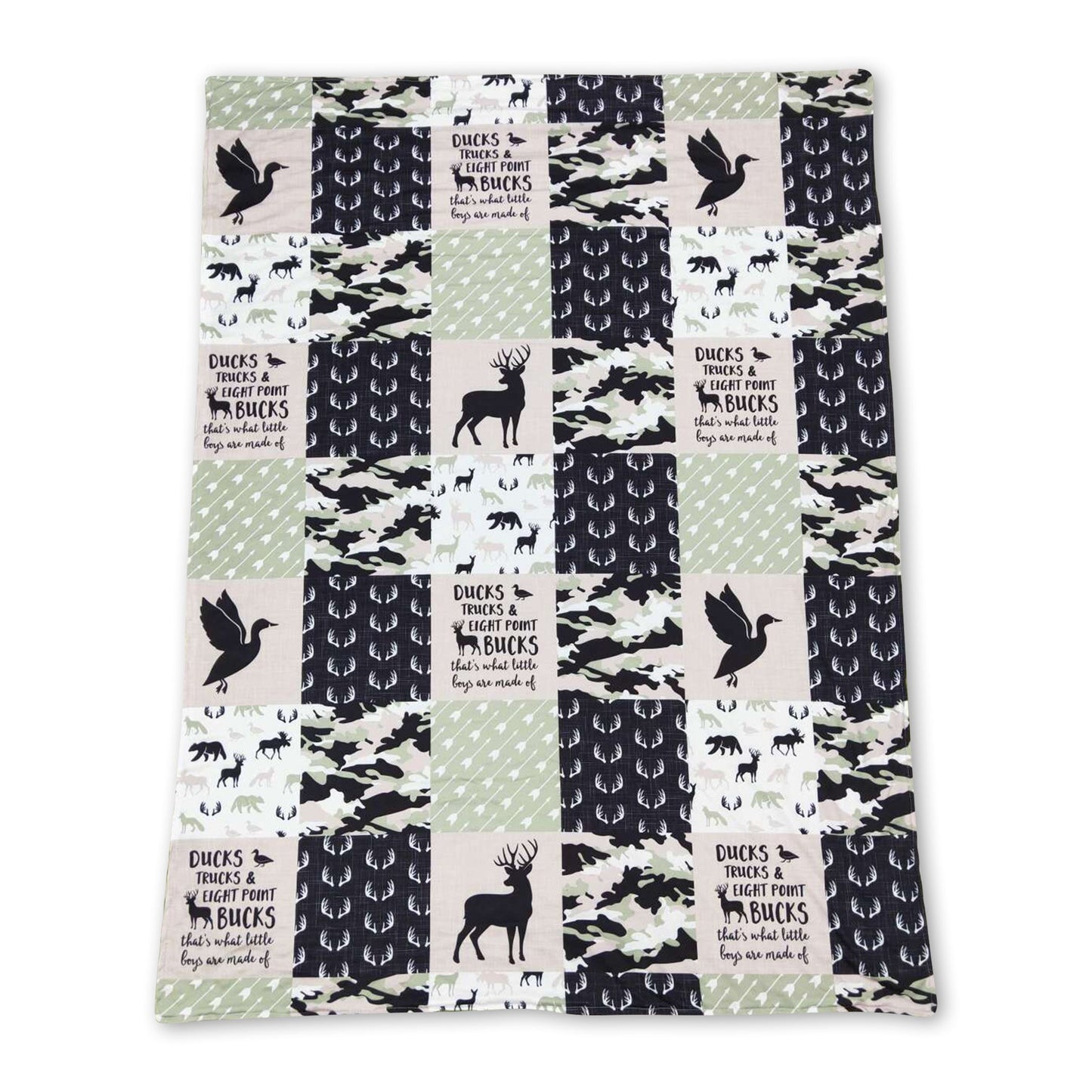 Deer duck camo patchwork baby kids blankets