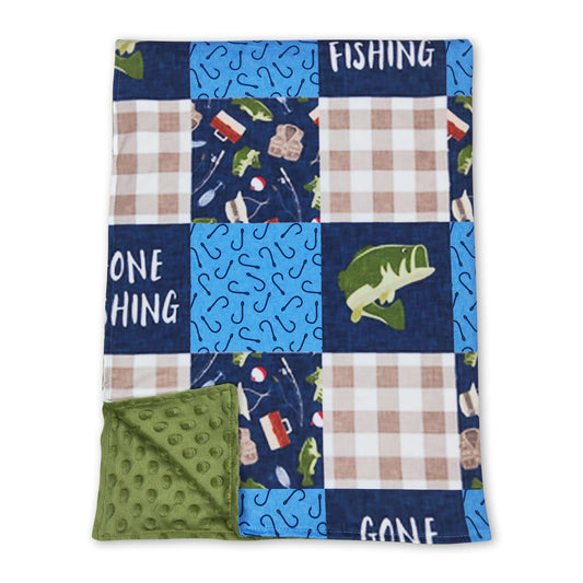 Gone fishing plaid patchwork baby kids blankets