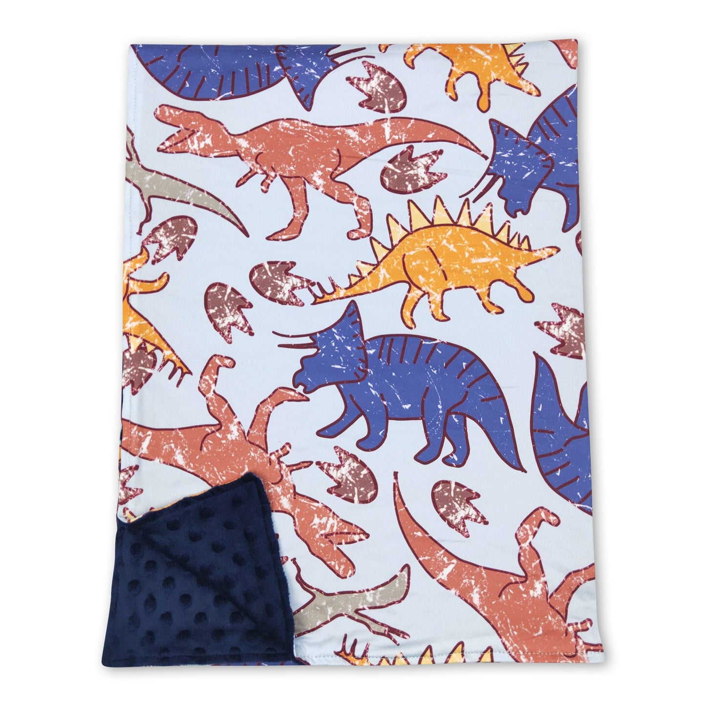 Dinosaur navy polka dots kids boy blankets