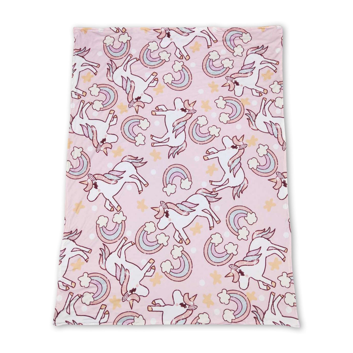 Unicorn rainbow polka dots kids girls blankets