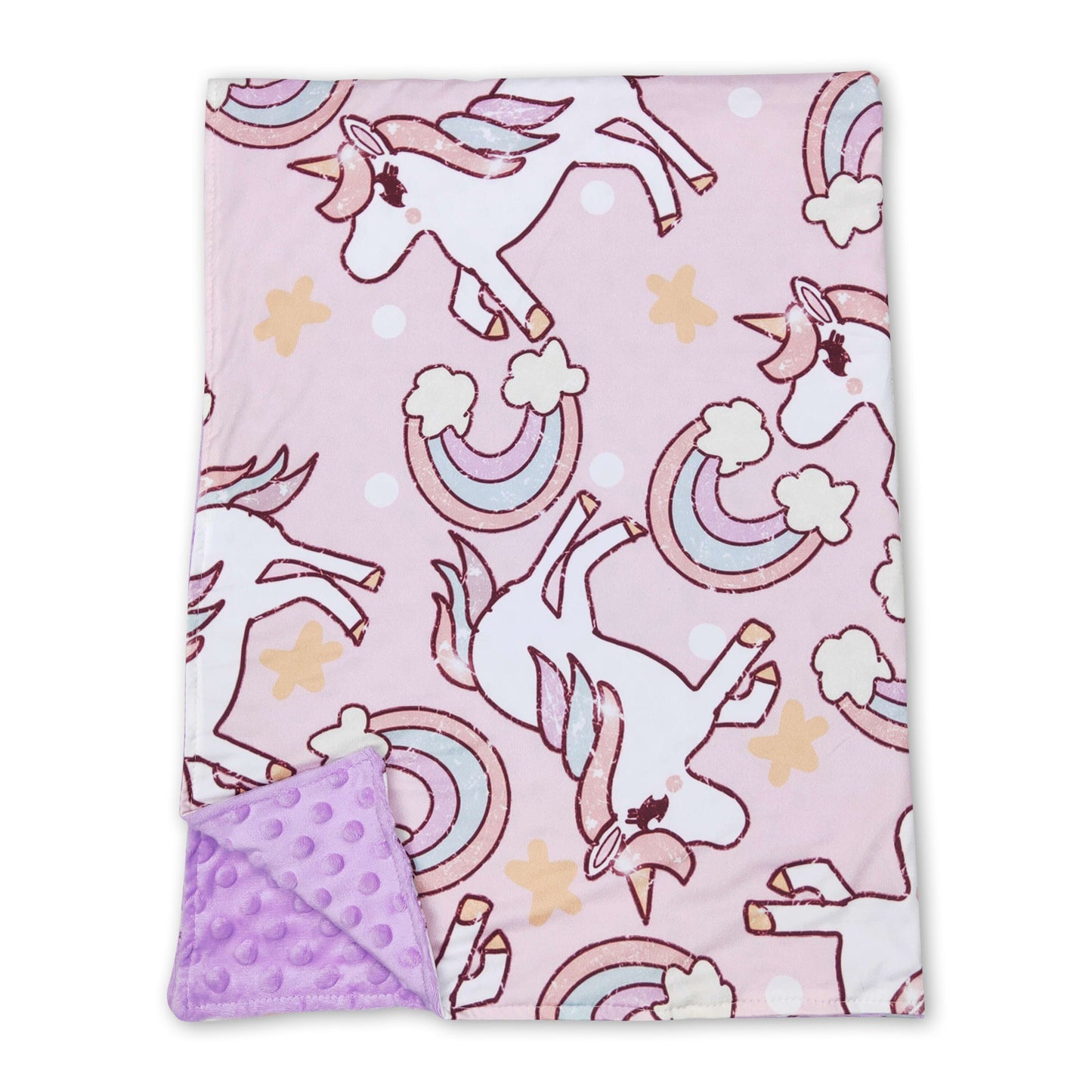 Unicorn rainbow polka dots kids girls blankets