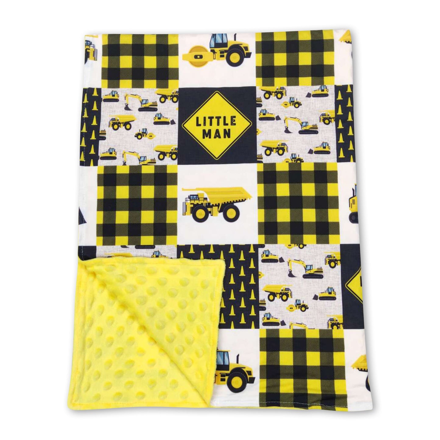 Yellow little man constructions baby boy blankets