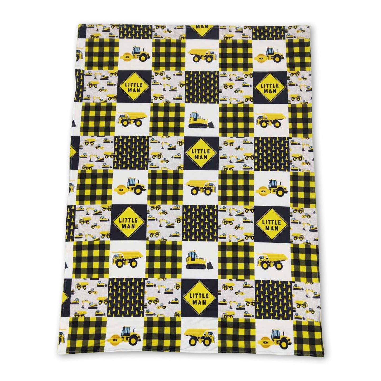 Yellow little man constructions baby boy blankets