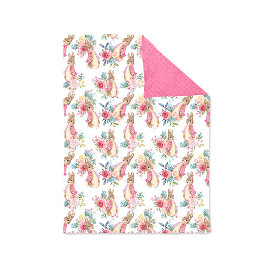 Pink floral rabbit baby girls easter blankets