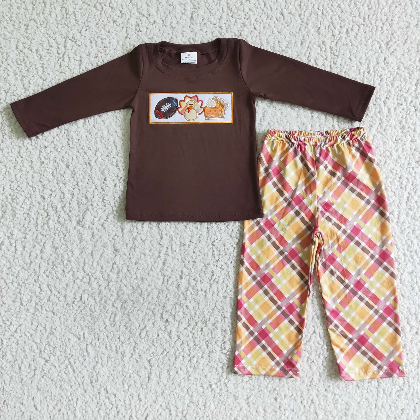 Football turkey pumpkin pie boy thanksgiving clothing