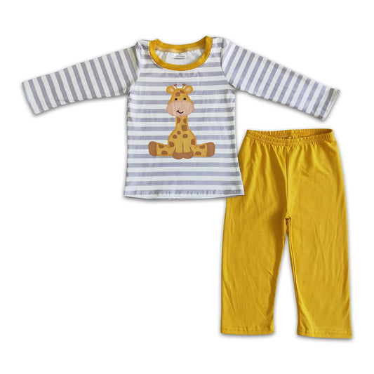 Giraff print stripe pants cotton pants boy fall clothing