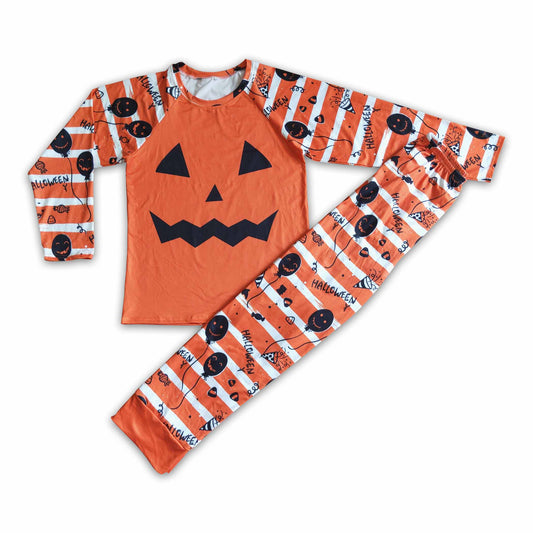 Black balloon orange pumpkin adult Dad Halloween pajamas