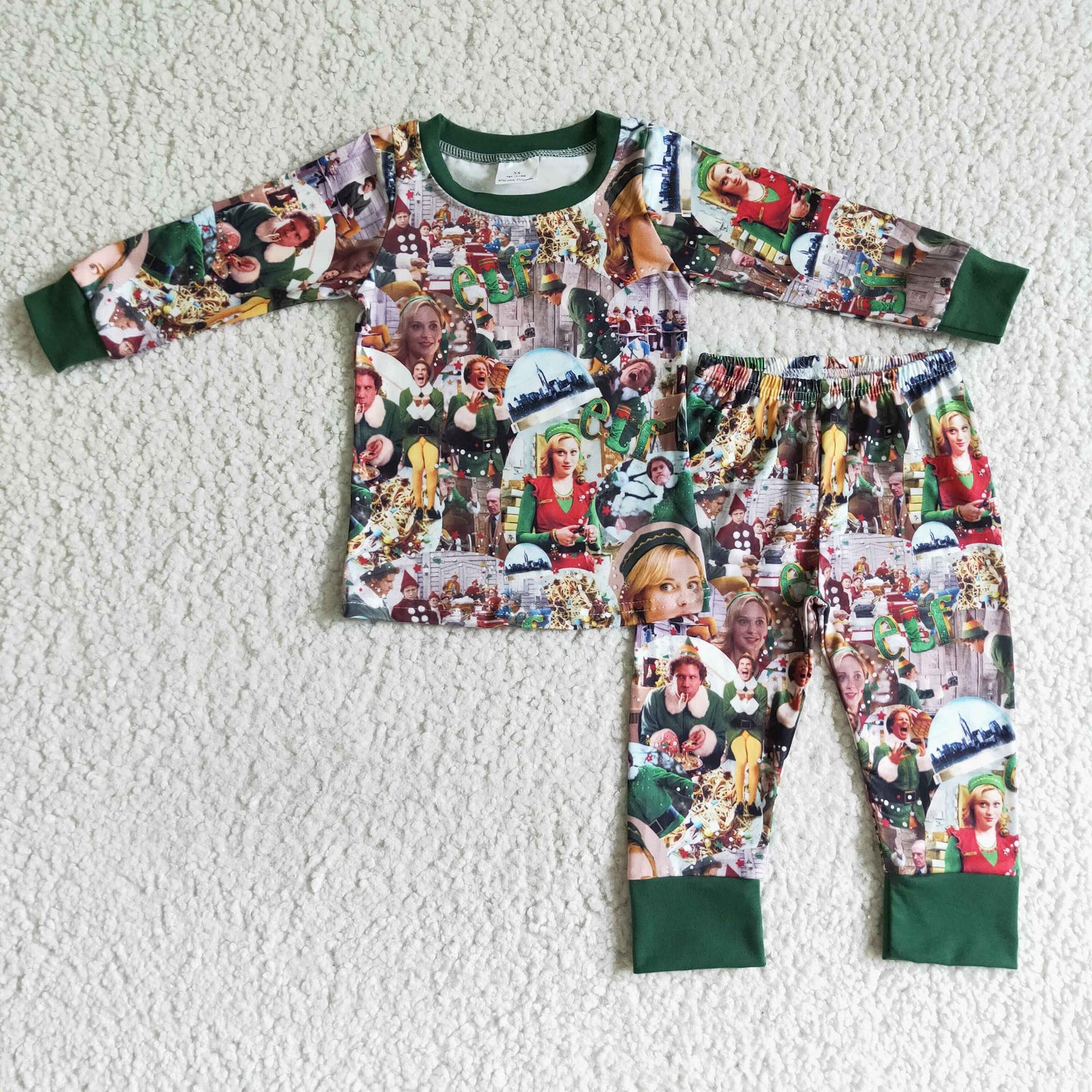 Green man naughty and nice shelf boy Christmas pajamas