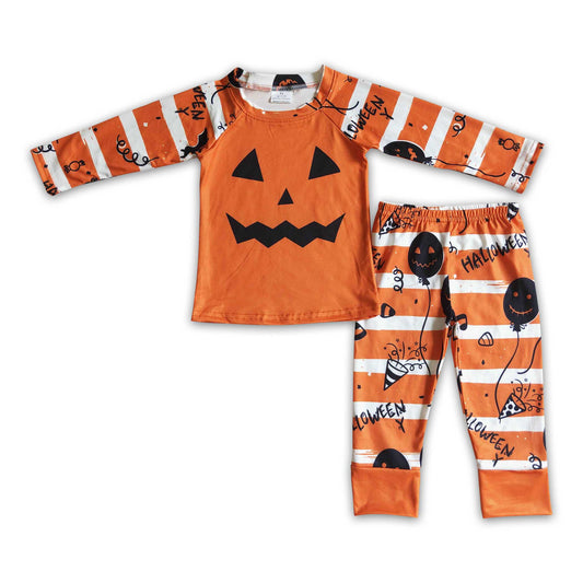 Balloon stripe orange boy Halloween pajamas