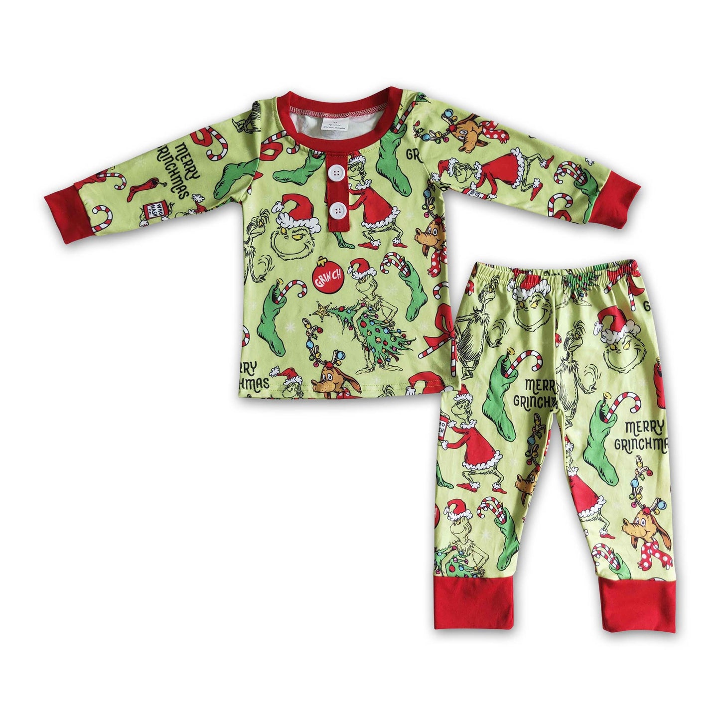 Green face merry Christmas kids boy pajamas