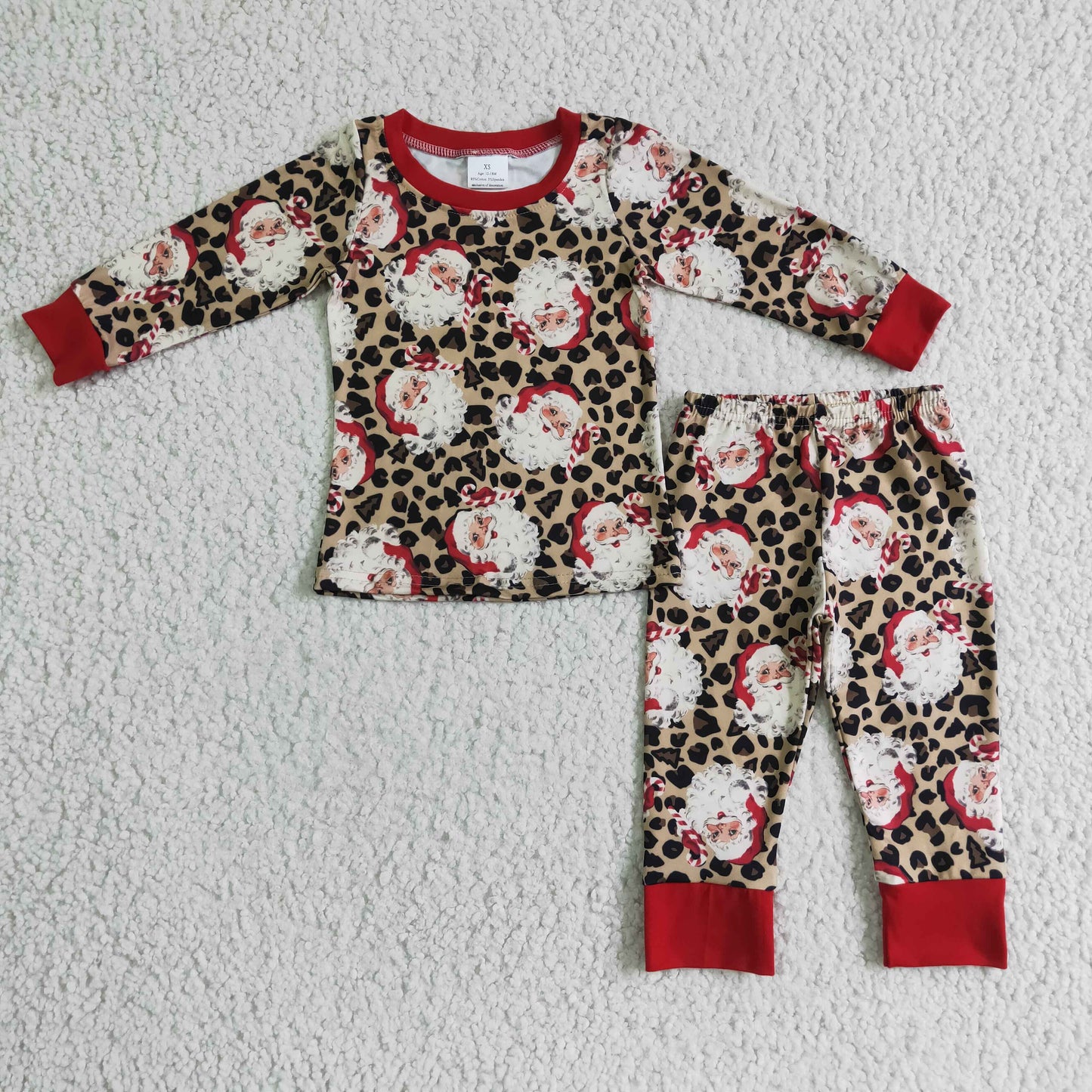 Leopard santa kids boy Christmas pajamas set