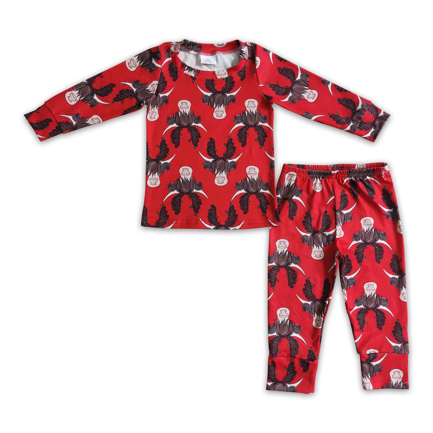 Highland cow red kids boy Christmas pajamas