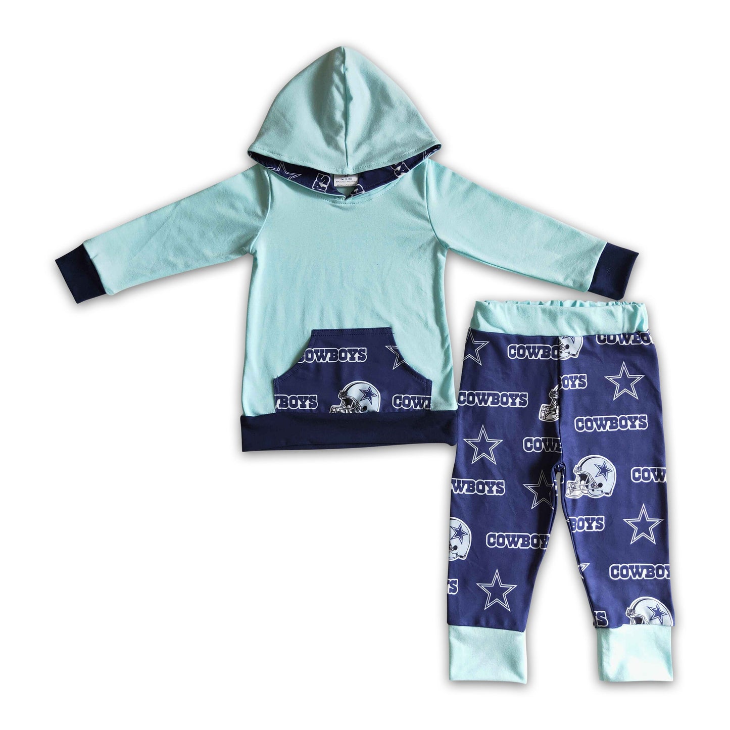 Cowboys long sleeves kids boy team hoodie set