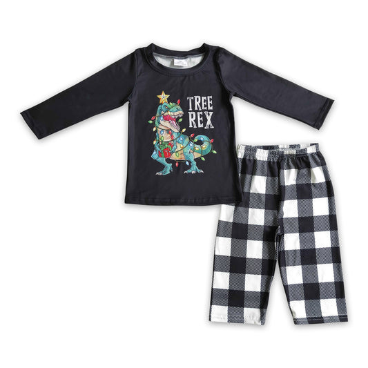 Dinosaur Christmas light boy clothing set